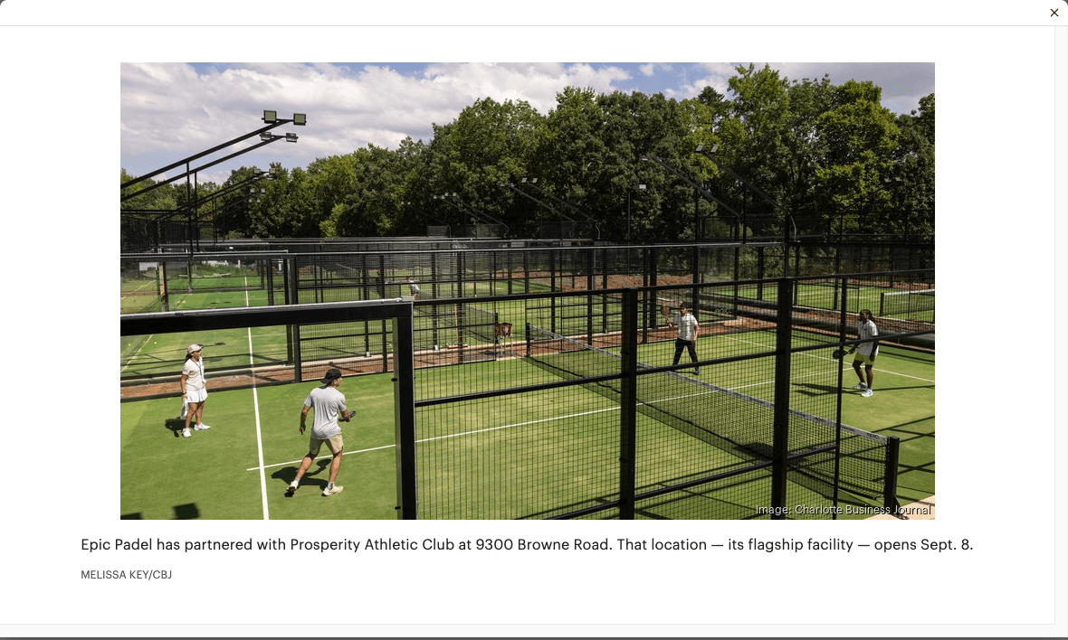 Epic Padel @ Prosperity Athletic Club banner